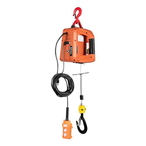 Orange Electric Chain Hoist, 1100 lbs Load, 2-in-1 Manual Control 26.25ft Wire Remote Control-Portable Power Electric Lift Hoist for Groceries Shop and Home