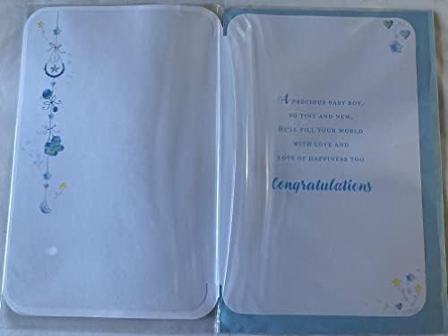 On The Birth of Your Lovely Son Congratulations New Baby Boy Born Card Blue Glitter Star/Words 3D/Glitter/Foil Detail(PRELUDE47316)