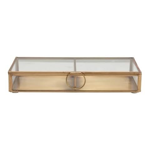 Creative Co-Op Brass & Glass Display Storage Box Cover