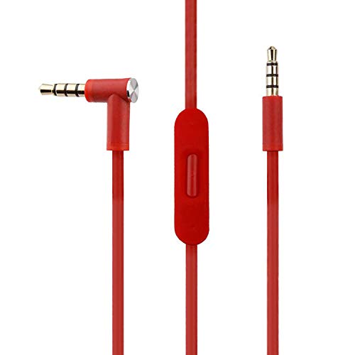 Replacement Audio Cable Cord Wire with in-line Microphone and Control Compatible with for Beats by Dr Dre Headphones Solo, Studio, Pro, Detox, Wireless, Mixr, Executive, Pill (Red)