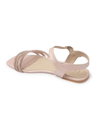 Image of ELLE Women's Comfortable Embellished Glitter Strap Ankle Sandals