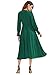 Milumia Women's Elegant Frilled Long Sleeve Pleated Fit and Flare Dress Dark Green Medium