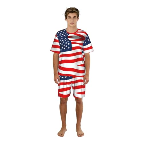 Pyjama homme drapeau américain léger anti-chaleur à poches