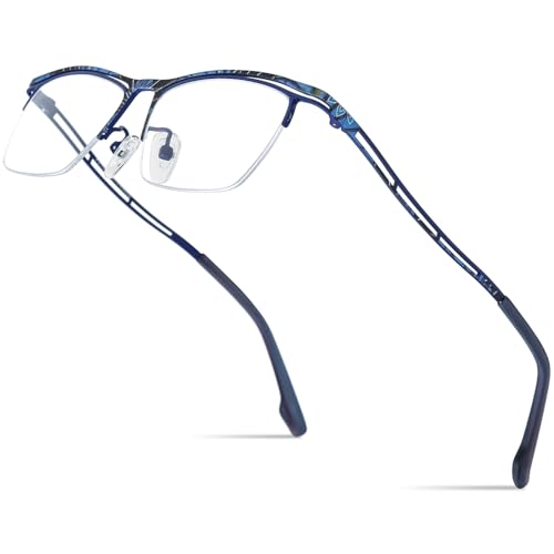 Image of FONEX Colorful Pure Titanium Glasses Frame Men Semi Rimless Square Eyeglasses Eyewear