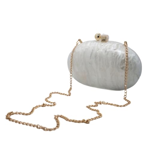 Image of Acrylic Evening Clutch Bag for Women Shell Shape Shoulder Crossbody Bag Glitter Marble Purse Handbag