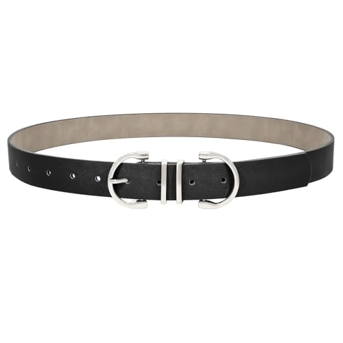 JASGOOD Women Leather Belt for Jeans Pants Ladies Waist Belt for Dress with Fashion Metal Buckle