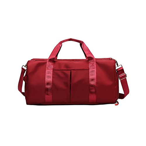 CORIOS Nylon Reisetaschen Duffle Bag Sporttasche Fitnesstasche Schwimmtasche für Herren/Damen Faltbare Weekender Übernachtung Tasche Trainingstasche Kabinenreisetasche Handgepäck mit Schuhfach Rot
