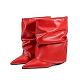 Kekonaca Women's Suede Slouchy Boots Wedge Mid Calf...