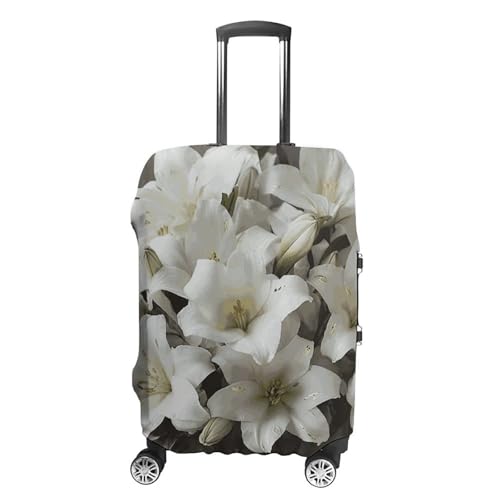 White Lily Bouquet Printed Luggage Cover Protector, Fits 18-32 Inch Luggage