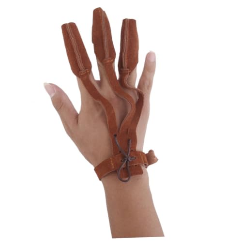 Anneome Archery Accessories Three Finger Glove for Men Longbow Finger Protection Snap Buckle Size 220 * 290mm