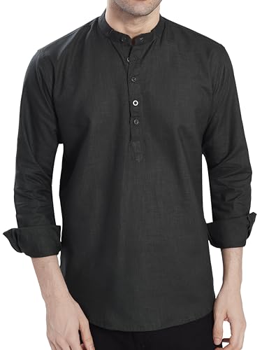 Image of DIVISIVE Men's Slim Fit Full Sleeves Cotton Short Kurta