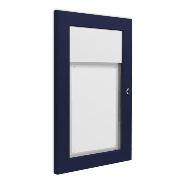 Menu Lightbox with Header, LED Illuminated,Lockable,Magnetic Promotional Display (Saphire Blue, 1 x A4)
