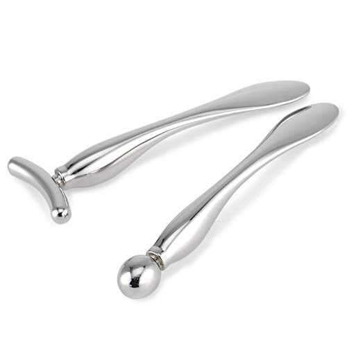 LISAPACK 2pcs Metal Eye Cream Applicator Tool, Facial Roller Massage Wand