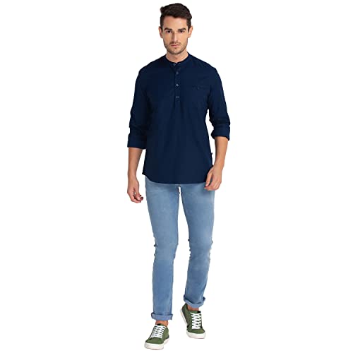 Image of Parx Men's Pure Cotton Solid Pattern Slim Fit Semi Cutaway Collar Full Sleeve Casual Shirt