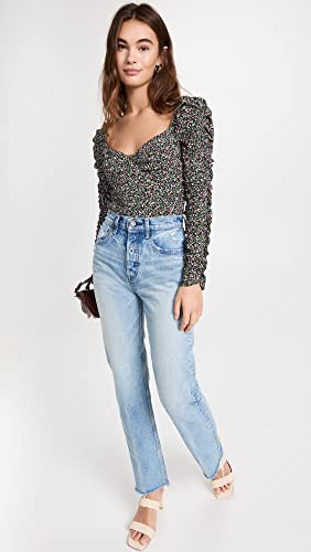 Astr The Label Women's Livie Top, Black Green Ditsy, M #TOP25