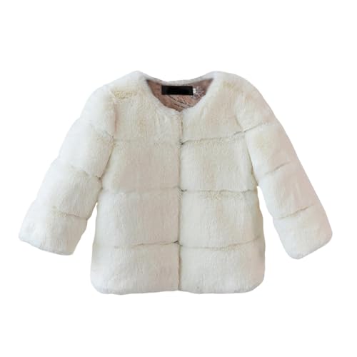 Coats for Girls Fashion Faux Fur Crewneck Button up Jacket Teen Fuzzy Jackets Thick Winter Warm Outwear Kids Clothes