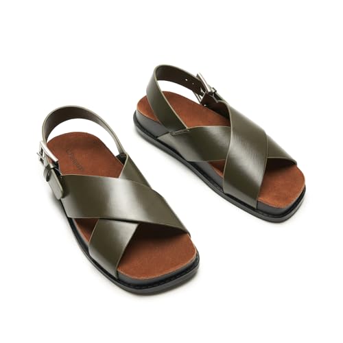 Image of C.Paravano Women Sandals | Women's Slide Sandals | Comfortable Dressy Flat Sandals | Sandals with Arch Support | Adjustable Buckle Slip On