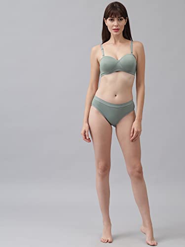 Image of SPUNN Padded Cotton Mix Bra and Panty Set for Women's Pack of 3