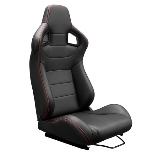 1 Pc Adjustable Universal Driver Racing Seat with 1 Slider, Reclinable Sim Bucket Seat Left (Black 2a)