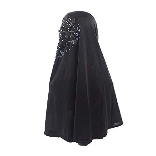 Women One Piece Muslim Hijab Lace Applique Head Wrap Scarf Shawl With Rhinestones #TOP1