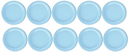 Unique 30898EU Eco-Friendly Paper Plates-18 cm-Baby Blue Colour-20 Count (Pack of 1)
