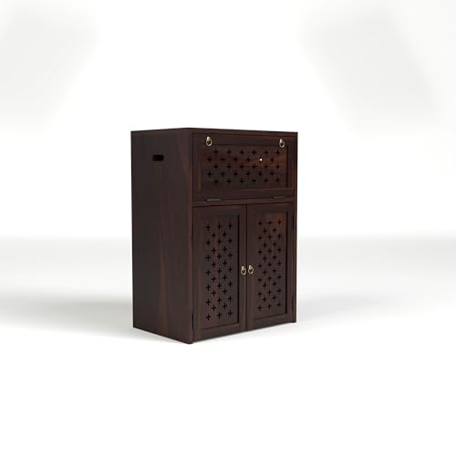 Image of Solid Wooden Inverter Battery Cabinet | Single Battery Box | Wooden Inverter Battery Cabinet | Battery Box | Sheesham Wood, Standard (Walnut Finish)