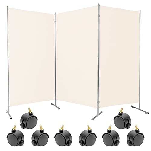 PRIVÃ„CY Room Partition Wall | Privacy Screens With Wheels For Office, Classroom, or Studio | Folding Room Divider Screen For | Hardware Included | Indoor and Outdoor Privacy Panels With Brakes (Beige)