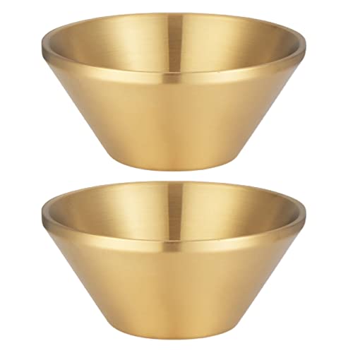 UPTALY Lot de 2 bols à ramen de style minimaliste (18 x 8 cm), grands bols à nouilles en acier inoxydable de 900 ml, bols à salade dorés, bols à soupe en métal épais, bols isothermes à double paroi Cover