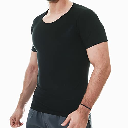 Mens Sauna Sweat Suit Shirt Weight Loss Body Shaper Heat Trapping Vest Gym Workout Exercise Top Short Sleeve #TOP3