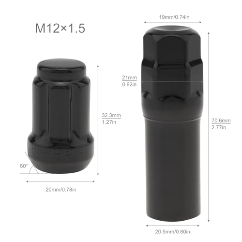 Image of M12x1.5 Lug Nuts, 20pcs Wheel Lug Nut Black, Spline Lug Nuts Fit for HR-V /Escape /Sierra /Civic /Accord /Element