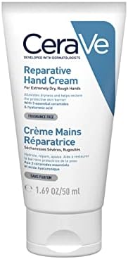 CeraVe Therapeutic Hand Cream for Dry Cracked Hands With Hyaluronic Acid and Niacinamide | Fragrance Free 3 Ounce
