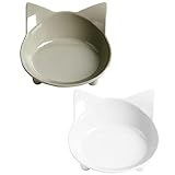 Skrtuan Katzennäpfe,2 Stück Futternapf Katze,Futternapf Katze Set,rutschfeste Katzenschale,Futterschüssel Katze,Wasser Fütterung Schüssel,Fressnapf Katze zur Erleichterung von Whisker-Müdigkeit