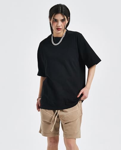 Mens Oversized T-Shirts Fashion Loose Fit Crewneck Tshirt Streetwear Heavyweight Short Sleeve Tee Shirt Gym Workout Tops