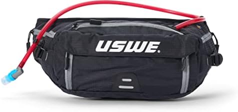 USWE Zulo Hydration Hip Pack - with Organizer and Side Pockets, Bounce Free Hip Belt (6L, Black)