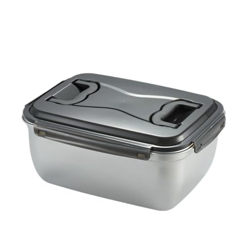 Giawkcaキムチ 密閉 弁当箱 ステンレス 蓋付き 密閉 冷凍 弁当 大容量 漏れ防止 食品 食器洗い機対応 (12L(ハンドル付き))