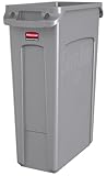 Rubbermaid Commercial Products Slim Jim Collecteur À Déchets 87 L Gris – Bac Rectangulaire Avec Canaux De Ventilation Pour Cuisine, Bureaux, Ateliers Ou Espaces Collectifs – FG354060GRAY