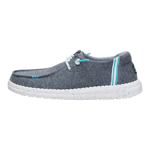 HEYDUDE Women's Wendy Stretch Jersey Varsity Slip On Shoe, Black Size 5