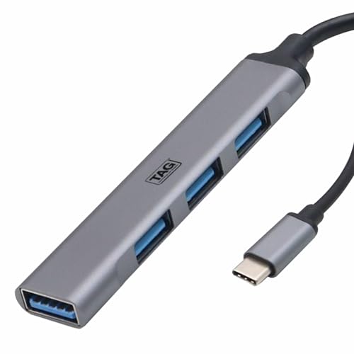 Image of TAG 4-in-1 Type C USB Hub Multiport Adapter, USB Hub with Aluminium Shell, 1 x USB 3.0 & 3 x USB 2.0 for PC, MacBook, Mac mini, iMac, Tablet, and Mobile Phones
