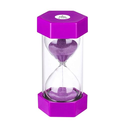 Hourglass Sand Timer 3 Minute:Colorful Sand Watch 3 Min, Small Purple Sand Clock 3 Minute, Plastic Hour Glass Sandglass Timer for Kids, Games, Classroom, Kitchen, Toothbrush Timer, Decoration