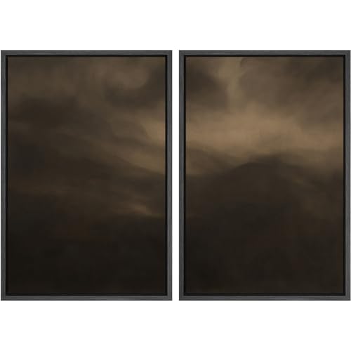 SIGNFORD Framed Canvas Print Wall Art Set Moody Misty Landscape