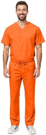 Women's Scrub Set - Medical Scrub Top and Pant, Mandarin Orange, Medium - 3