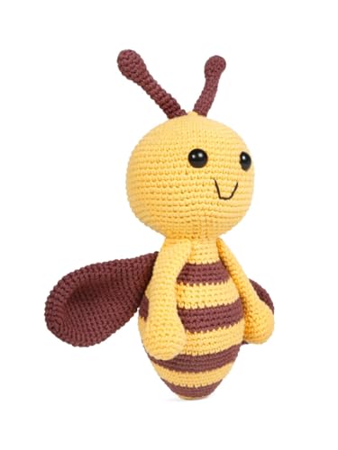 Image of LITTLE GINNIE Honey Bee Crochet Toys for Babies - Handmade Soft Doll for Girls | Washable & 6+ Months up Babies | Ideal for Return & Birthday Gift