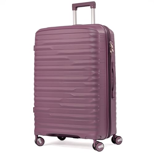 Mala De Viagem Grande 32Kg Polipropileno 8 Rodas 360 Giratória Para Despachar Rígida Leve Tamanho G Viagem Internacional Resistente (ROXO, Grande)