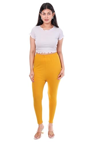 Image of TPF Women Solid Cotton Lycra Stretchable Leggings | Comfortable Ankle-Length Slim Fit Leggings for Women & Girls | Soft, Breathable Wear Bottoms