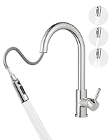 Küchenarmatur, Hochdruck Wasserhahn Küche Ausziehbar, Drei Strahlarten mit Küchenarmaturen, 360°-Drehbare Wasserhahn küche, Edelstahl-Armatur Küche(Edelstahl Gebürstet)
