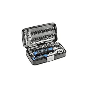 Högert Technik Werkzeugset Werkzeugkoffer – Werkzeugsatz Werkzeug Tools Steckschlüsselsatz Schraubendreher Ratsche – Schwarz-blau, 1/4″, HT1R462, 38-tlg
