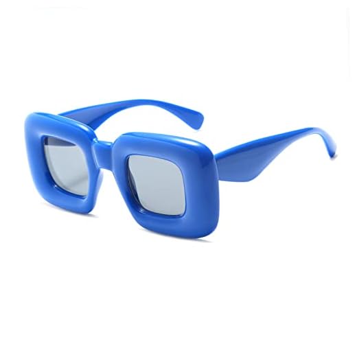 Long Keeper Gafas de Sol Cuadradas Grandes - Gafas de Sol Rectangulares Vintage Y2k Colores Retro UV400 Gafas Cuadradas para Mujer Hombre, 62mm