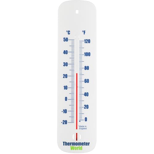 Weißes Wandthermometer für Verwendung in Innen- und Außenbereichen, mit C-/F-Anzeige, für Heim, Garten, Gewächshaus, Büro