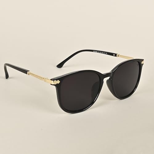 Image of Voyage UV Protected Rectangular Women Sunglasses - (A3046MG3182T | Black Lens | Black Frame)