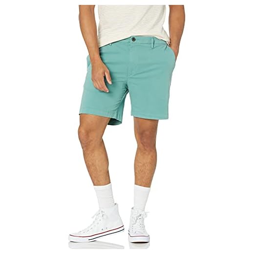 Goodthreads Men's Slim-Fit 7" Flat-Front Comfort Stretch Chino Short, Duck Egg Blue, 32